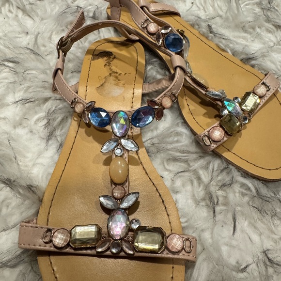 Madeline Stuart Blue and Cream Sandals with Embellished Straps - Picture 3 of 4